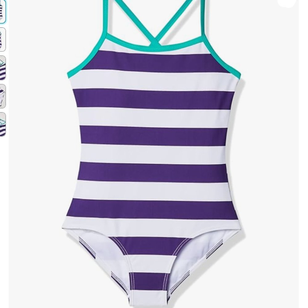 Kanu Surf Girls' Layla Beach Sport Banded 1 Piece Swimsuit Size 12 10823